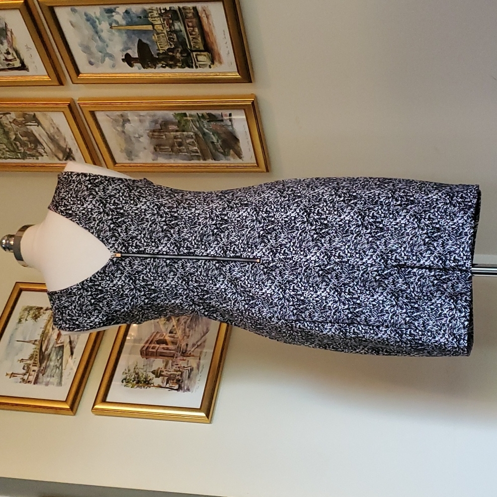Express Knee Length Black White Zipper Dress - Picture 5 of 13